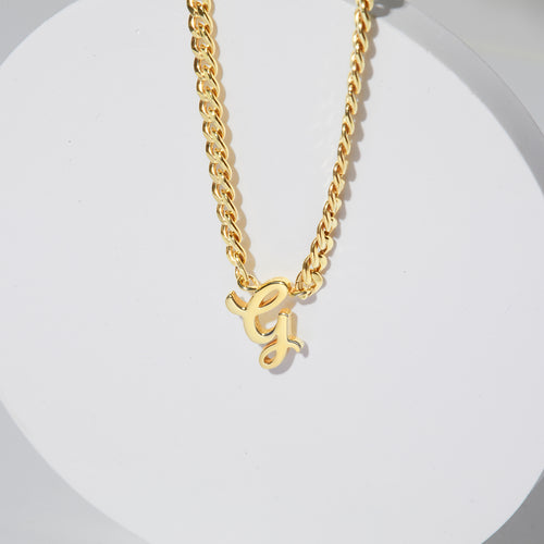 Personalized Letter Necklace, Curb Chain Necklace For Women