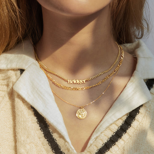 Custom Name Jewelry, Figaro Chain Necklace, Daughter Necklace