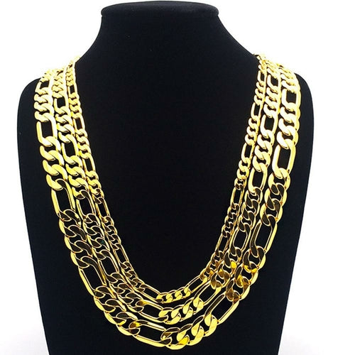 Statement Jewelry Chain 18k Yellow Gold Filled Figaro Necklace Chain